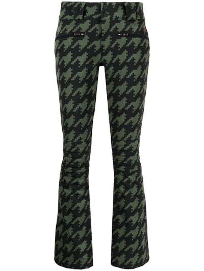 Perfect Moment Aurora Padded Houndstooth Flared Ski Pants In Green