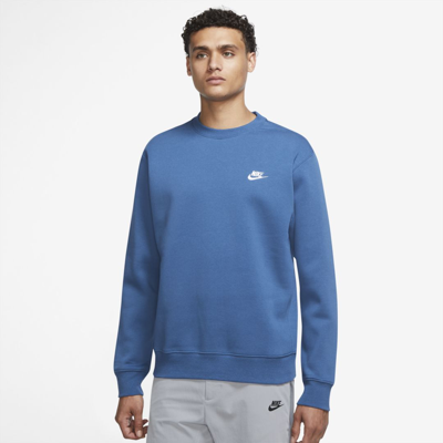 Shop Nike Men's  Sportswear Club Fleece Crew In Blue