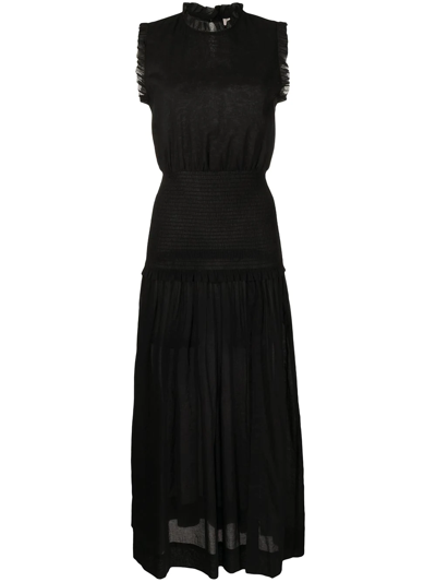 Felice Shirred Maxi Dress In Black