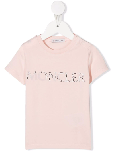 Moncler Logo-print Short-sleeved T-shirt In Pink