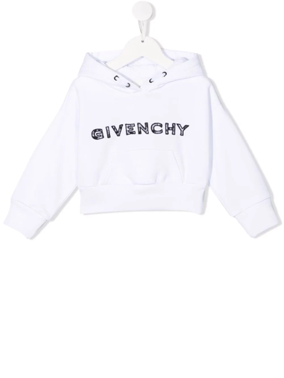 Shop Givenchy Embroidered-logo Hoodie In White