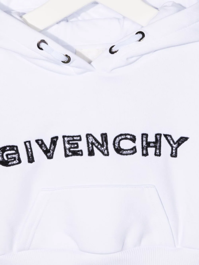 Shop Givenchy Embroidered-logo Hoodie In White
