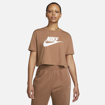 Nike Sportswear Essential Women's Cropped Logo T-shirt In Mineral