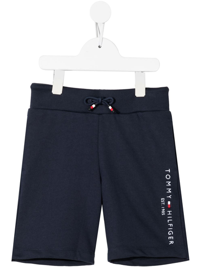 Shop Tommy Hilfiger Junior Logo-print Track Shorts In Blue