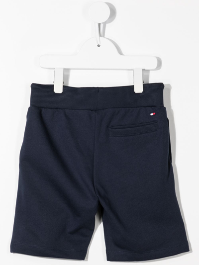 Shop Tommy Hilfiger Junior Logo-print Track Shorts In Blue