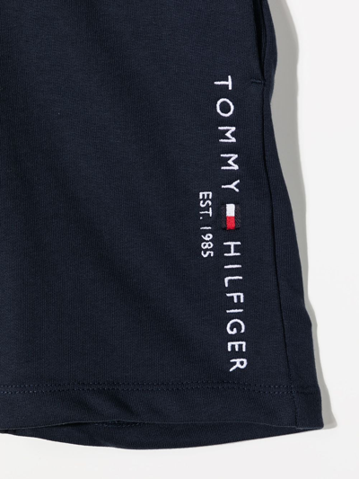 Shop Tommy Hilfiger Junior Logo-print Track Shorts In Blue