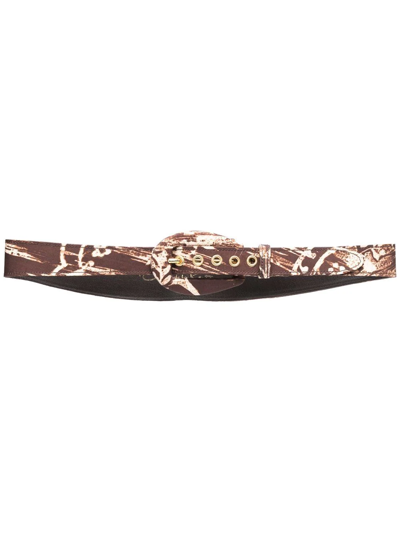 Shop Oscar De La Renta Abstract-print Buckle Belt In Brown