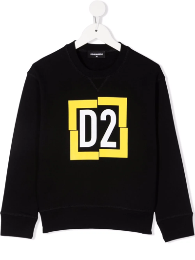 Dsquared2 Teen Logo-print Crew Neck Sweatshirt In Black