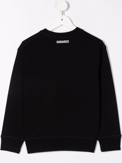 Dsquared2 Teen Logo-print Crew Neck Sweatshirt In Black