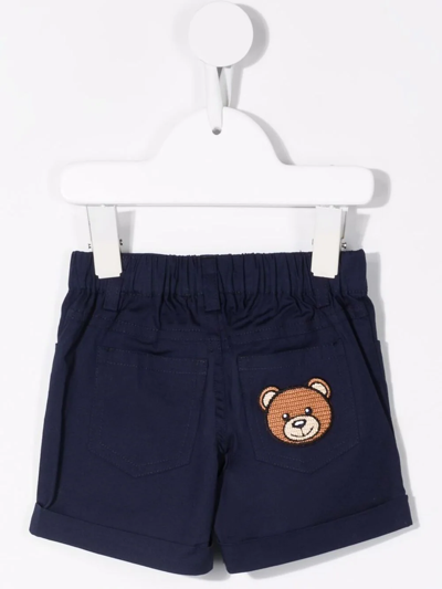 Shop Moschino Teddy Bear Motif Shorts In Blue