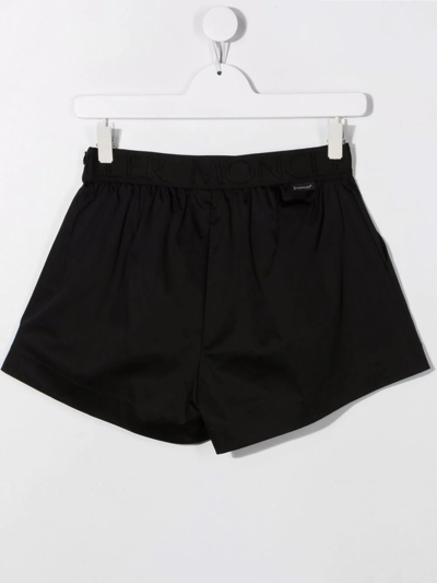 Shop Moncler Teen Logo-waist Cotton Shorts In Black