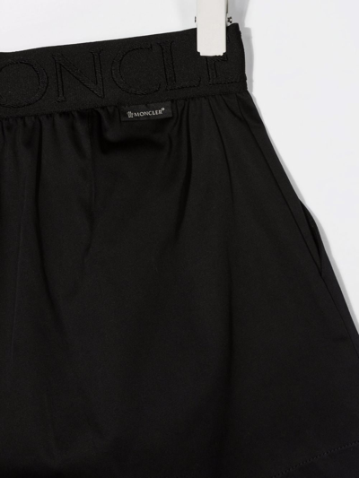 Shop Moncler Teen Logo-waist Cotton Shorts In Black