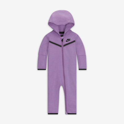 Shop Nike Sportswear Tech Fleece Baby Full-zip Coverall In Violet Shock