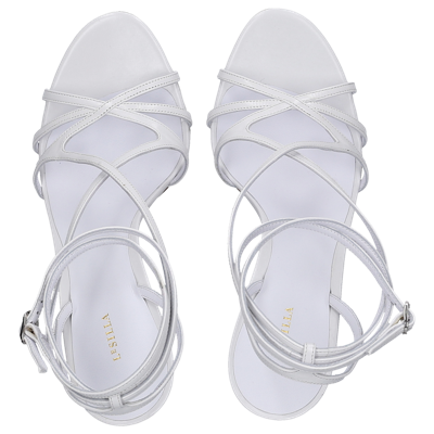 Shop Le Silla Sandals Belen 105 Calfskin In Weiss