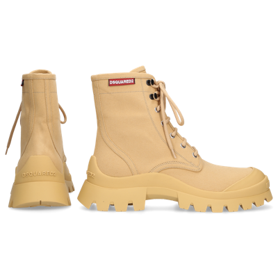 Dsquared2 40mm Tank Canvas Combat Boots In Beige
