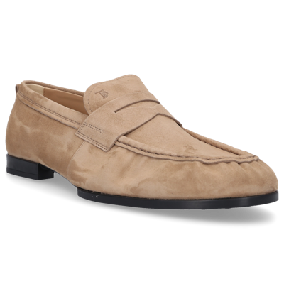 Shop Tod's Loafers M02e0 Suede In Beige