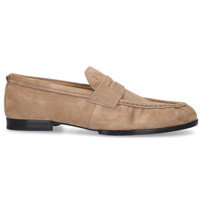 Shop Tod's Loafers M02e0 Suede In Beige