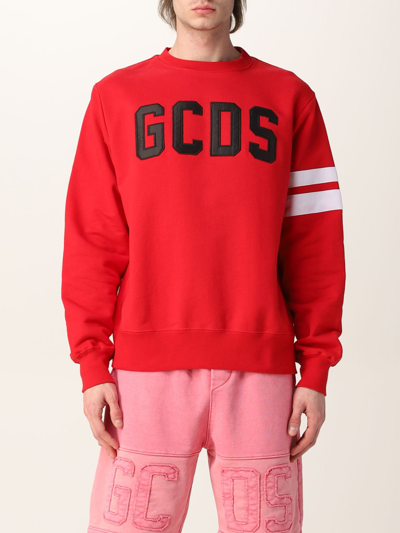 Shop Gcds Cotton Sweatshirt With Logo In Red