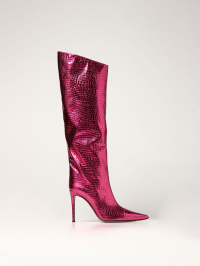 Shop Alexandre Vauthier Boots With Python Print In Fuchsia
