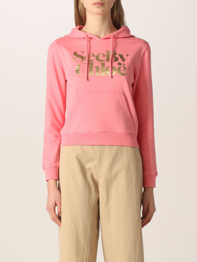 Shop See By Chloé Cotton Jumper With Logo In Pink