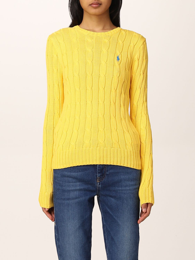 Shop Polo Ralph Lauren Cable Sweater In Yellow