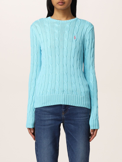 Shop Polo Ralph Lauren Cable Sweater In Turquoise