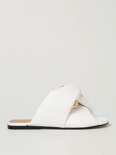 Shop Jw Anderson Sandal In Synthetic Nappa With Chain In White
