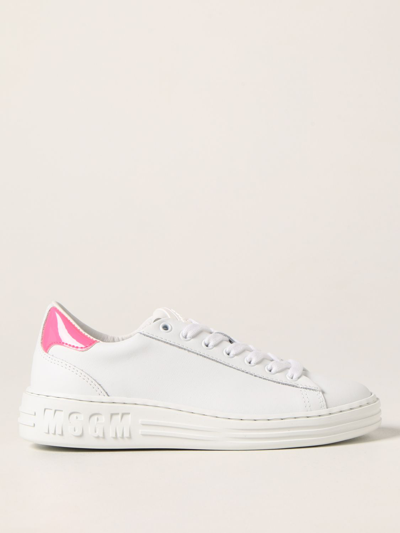 Shop Msgm Leather Sneakers In Pink