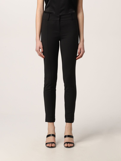 Shop Patrizia Pepe Cropped Trousers In Cotton Blend In Black