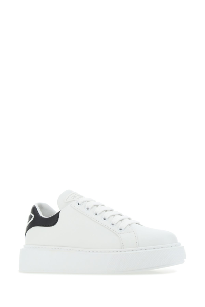 Shop Prada White Leather Sneakers White  Donna 38