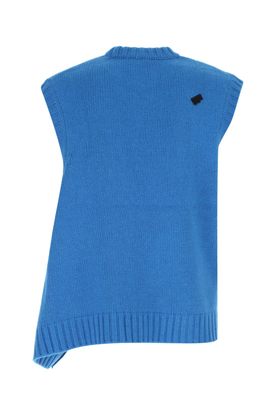 Shop Ader Error Turquoise Wool Blend Oversize Vest Lightblue  Uomo 1