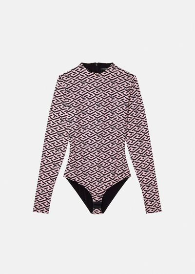Shop Versace La Greca Body Suit, Female, Black+pink, 42
