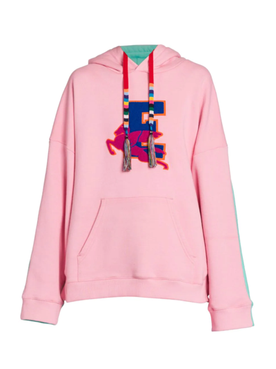 Shop Etro Women's Oversized Colorblock Logo Hoodie In Pink