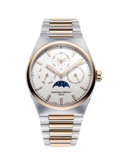 Shop Frederique Constant Men's Highlife Perpetual Calendar Manufacture Stainless Steel Bracelet Watch In Silvertone