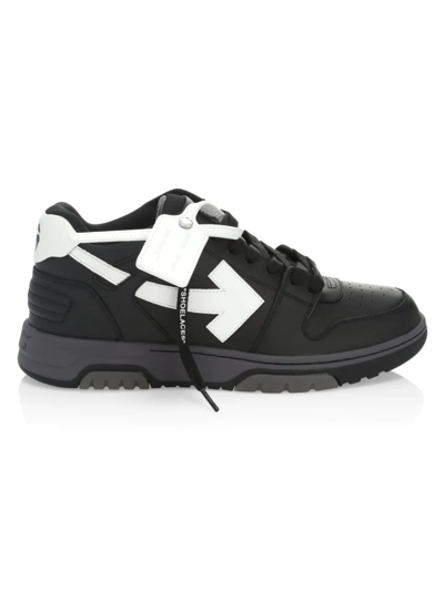 Shop Off-white Men's Out Of Office Leather Sneakers In Black White