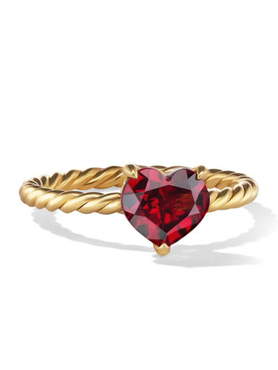 Shop David Yurman Women's Châtelaine Heart Ring In 18k Yellow Gold With Garnet