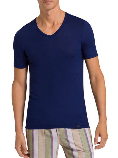 Shop Hanro Men's Ultralight V-neck T-shirt In Beacon Blue