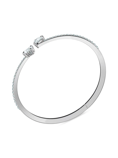 Shop Swarovski Women's Attract Rhodium-plated  Crystal Heart Soul Bangle In Neutral