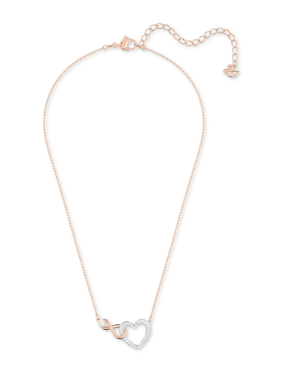 Shop Swarovski Women's Infinity Rose Goldplated Crystal Infinity & Heart Necklace