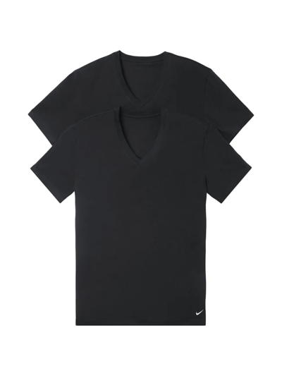 Shop Nike Men's 2-pack Dri-fit Essential Stretch V-neck T-shirt Set In Black