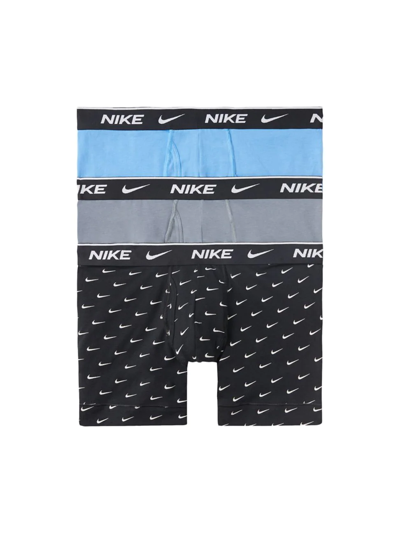 Shop Nike Men's 3-pack Dri-fit Essential Stretch Boxer Brief Set In Grey Blue