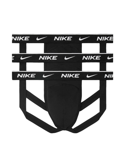 Shop Nike Men's 3-pack Dri-fit Essential Stretch Jockstrap Set In Black