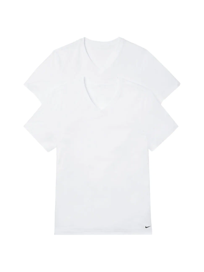 Shop Nike Men's 2-pack Dri-fit Essential Stretch V-neck T-shirt Set In White