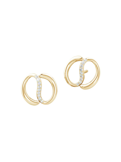 Shop Natori Women's Shangri-la 14k Yellow Gold & Diamond Yin-yang Stud Earrings