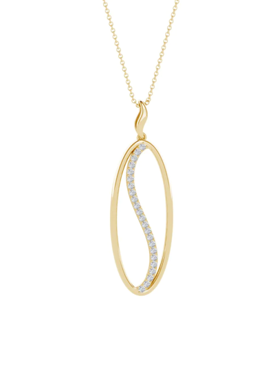 Shop Natori Women's Shangri-la 14k Gold & Diamond Elliptical Yin-yang Pendant Necklace In Yellow Gold