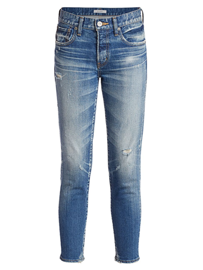 Shop Moussy Vintage Women's Velma Mid-rise Ankle Crop Skinny Jeans In Blue