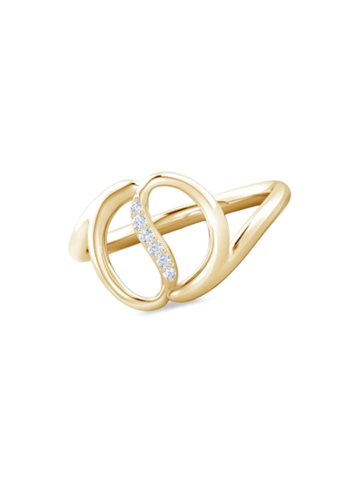 Shop Natori Women's Shangri-la: Yin Yang 14k Gold & Diamond Bypass Ring In Yellow Gold