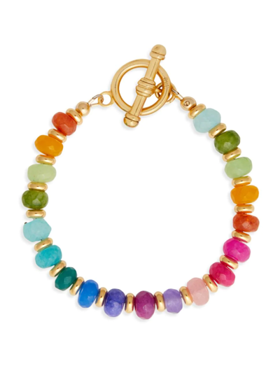 Shop Brinker & Eliza Women's Lennon 24k Antique Goldplated Rainbow Gemstone Bracelet In Neutral