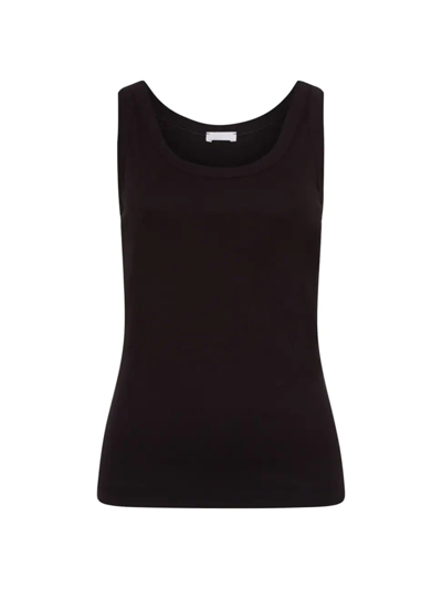 Shop Hanro Women's Sleep And Lounge Ribbed Cotton Tank Top In Black