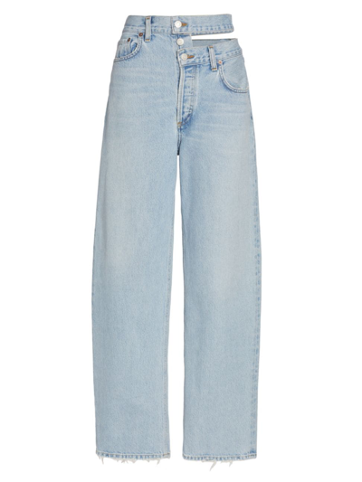 Shop Agolde Women's Broken Waistband High-rise Wide-leg Jeans In Sideline